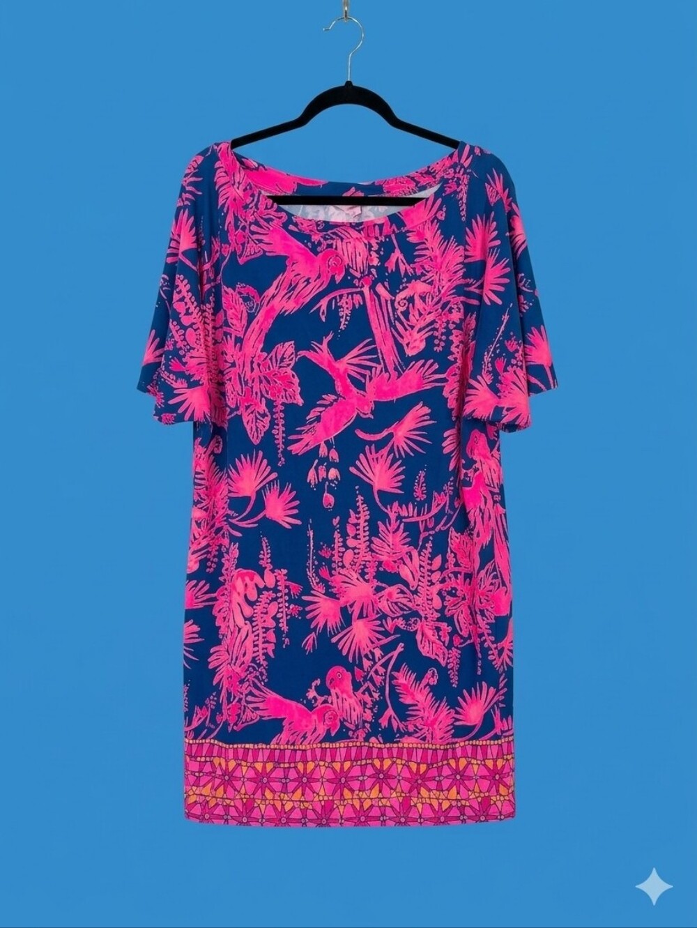 Lilly Pulitzer "Lowe" Shift Dress in Indigo Night Caw — Size XL